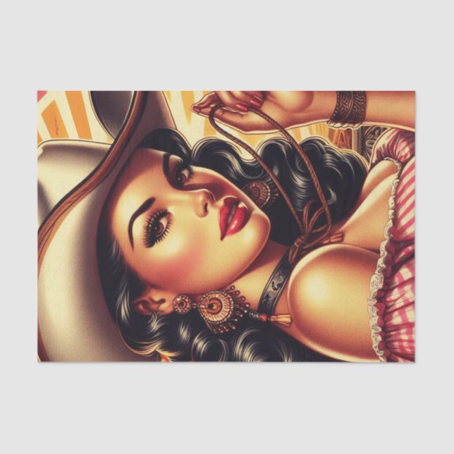 Papel De Seda Retro Cowgirl (Frente )