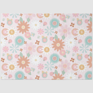 Papel De Seda Retro Floral 60s, 70s, Hippie Daisy Flower Decoupa