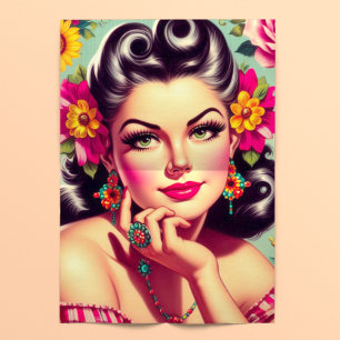 Papel De Seda Retro Fofo Floral Pin Up