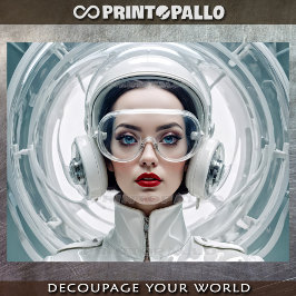 Papel De Seda Retro futurismo, Mulher Cibernética em branco