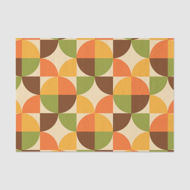 Papel De Seda Retro Geométrico Médio de Padrão (Frente )