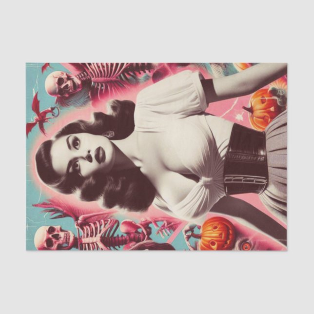 Papel De Seda Retro Horror Girl (Frente )