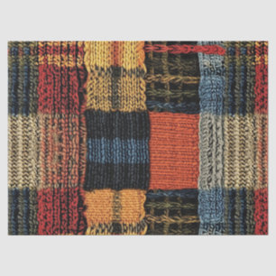 Papel De Seda Retro Knit Patchwork - Cozy Autumn Boho Vintage
