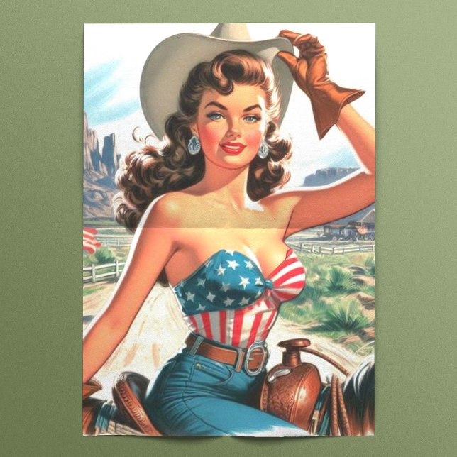Papel De Seda Retro Linda Cowgirl Pin Up (Criador carregado)