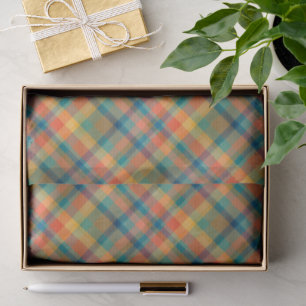Papel De Seda Retro Multicolor Cozy Padrão Xadrez Natal Fofo