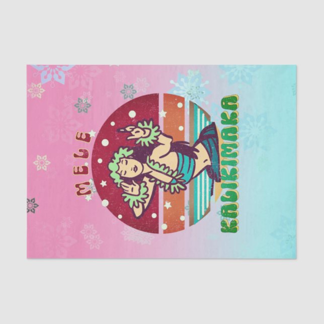 Papel De Seda Retro Natal, Dancer Mele Kalikimaka Hula (Frente )