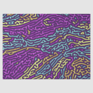 Papel De Seda Retro Neon Maze Pattern - Estético Arcade