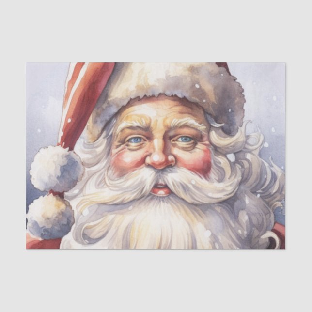 Papel De Seda Retro Papai Noel num Natal Red Hat (Frente )