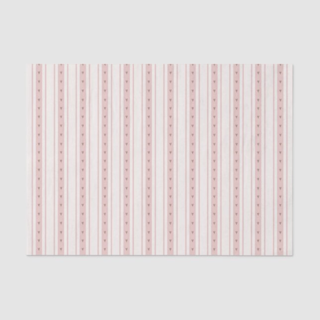 Papel De Seda Retro Pink And Brown Heart Stripes Bakery (Frente )