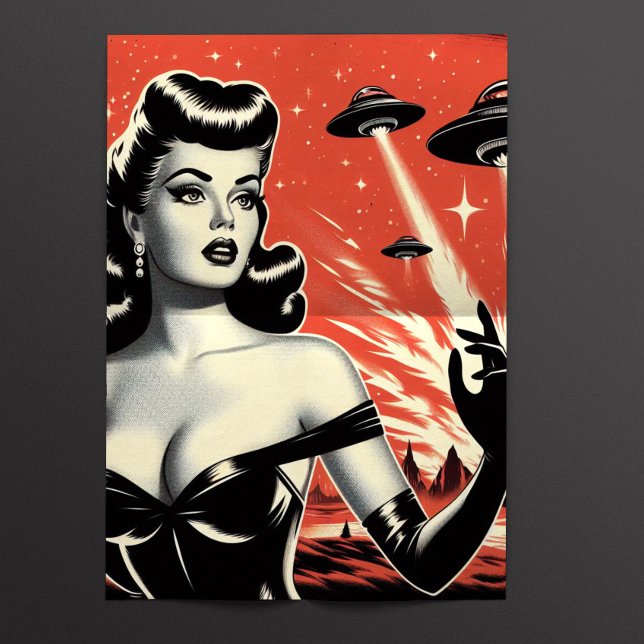 Papel De Seda Retro Pulp Ufo Woman (Criador carregado)