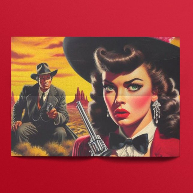 Papel De Seda Retro Pulp Western Girl (Criador carregado)