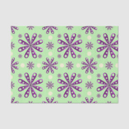 Papel De Seda Retro Purple Flowers on Green Background