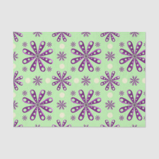 Papel De Seda Retro Purple Flowers on Green Background