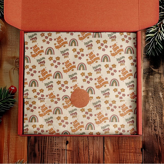 Papel De Seda Retro Rainbow Flower Christmas (Criador carregado)