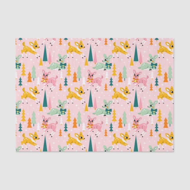 Papel De Seda Retro Reindeer Wonderland Holiday Patterno (Frente )