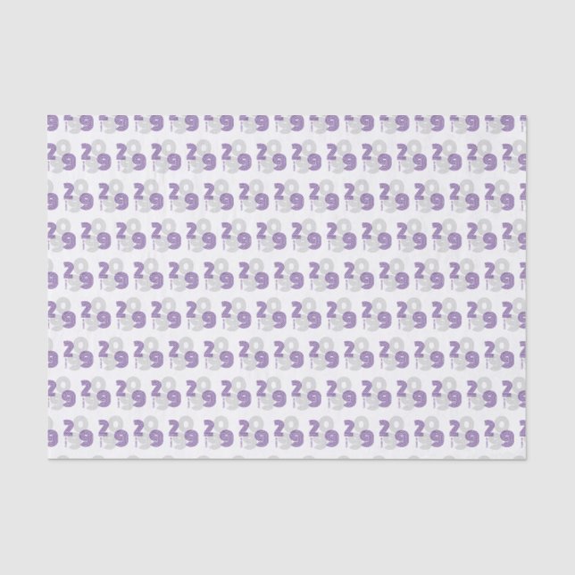 Papel De Seda Retro Roxo Grande Números Classe de (Frente )