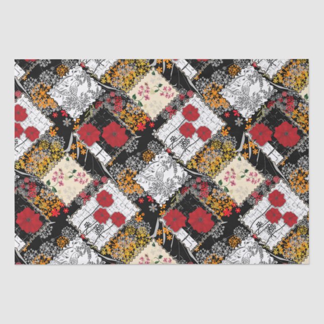 Papel De Seda Retro sem costura retro colagem de retalhos (Frente )