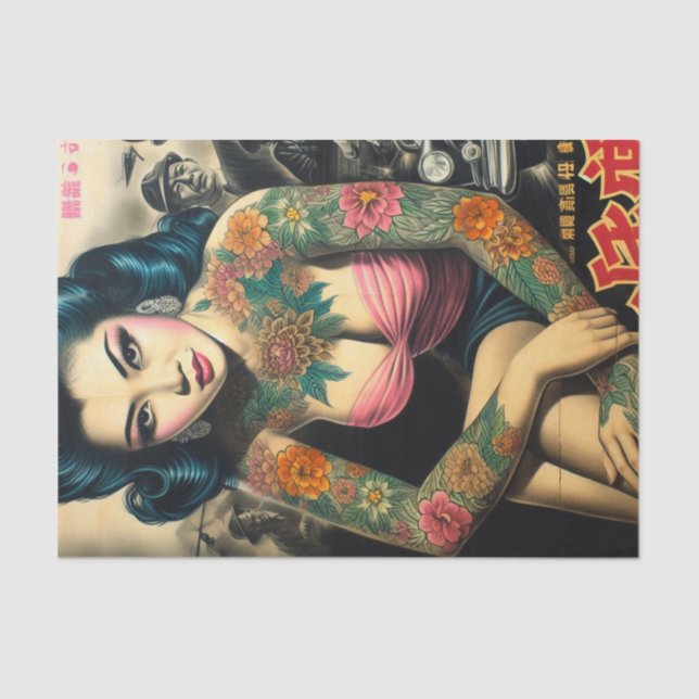 Papel De Seda Retro Tattoo Girl (Frente )