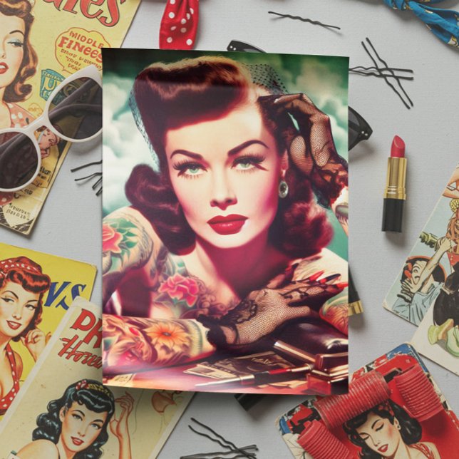 Papel De Seda Retro Tattooed Pin-up (Criador carregado)