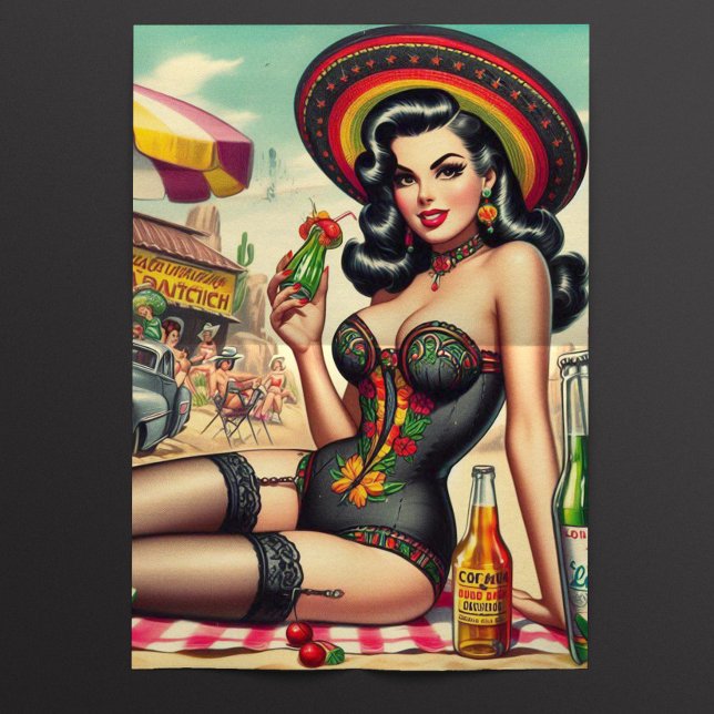 Papel De Seda Retro Tequila Pin-up (Criador carregado)
