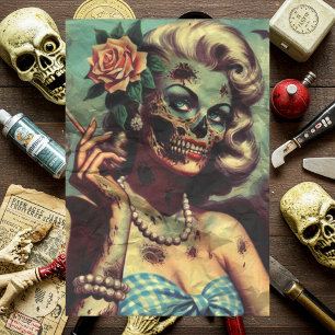 Papel De Seda Retro Zombie Pinup