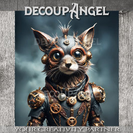 Papel De Seda Revolução dos Felinos Steampunk - Decoupage -
