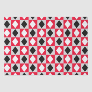 Papel De Seda Rhombus Diamond Geométrico Branco Vermelho Negro