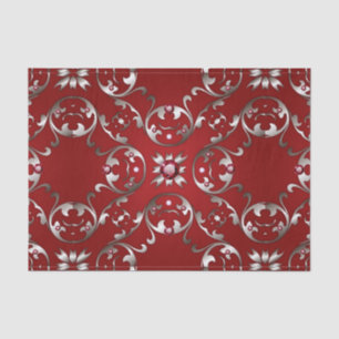Papel De Seda Rico branco Dourado escarlate vermelho-barroco 