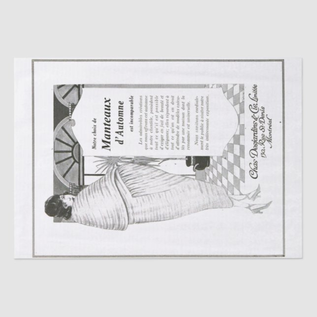 Papel De Seda Rico de Desligamento de Anúncio Francês Lady Vinta (Frente )