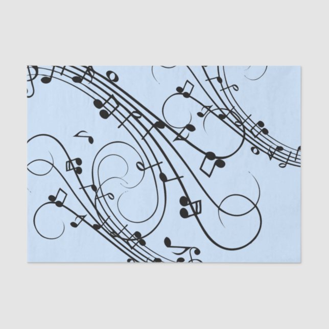 Papel De Seda Rico Music Notes Blue (Frente )