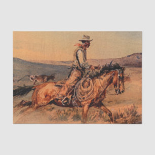 Papel De Seda “Riding Herd” Arte Ocidental por Edward Borein