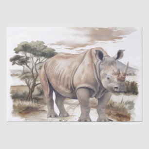 Papel De Seda Rinoceronte Africano Rino