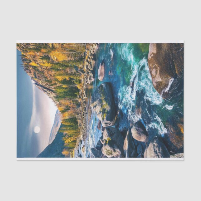 Papel De Seda Rio e Montanhas Foto Cênica (Frente )