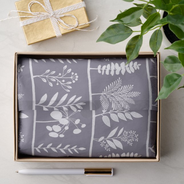 Papel De Seda Ritmo Botânico Silhuetas Botânicas Lavanda Silenci (Presente)