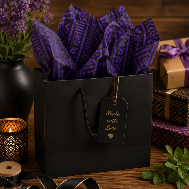 Papel De Seda Ritmos da África Roxo e Preto  (Criador carregado)