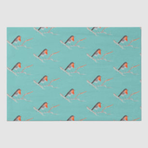 Papel De Seda Robin Bird Woodland Branches Cores de inverno