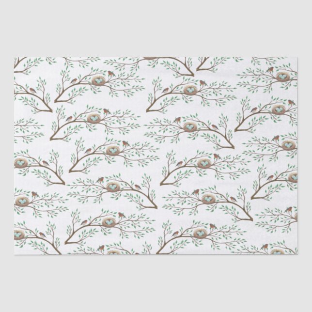 Papel De Seda Robin Birds Nest Ovos Chá de fraldas Primavera (Frente )