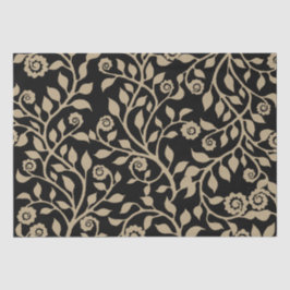 Papel De Seda Rochas Gipsy Padrão Floral Elegante bege Preto