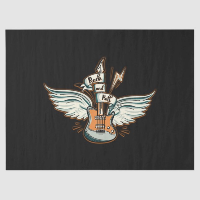 Papel De Seda Rock & Roll Guitar Wings Music (Frente )