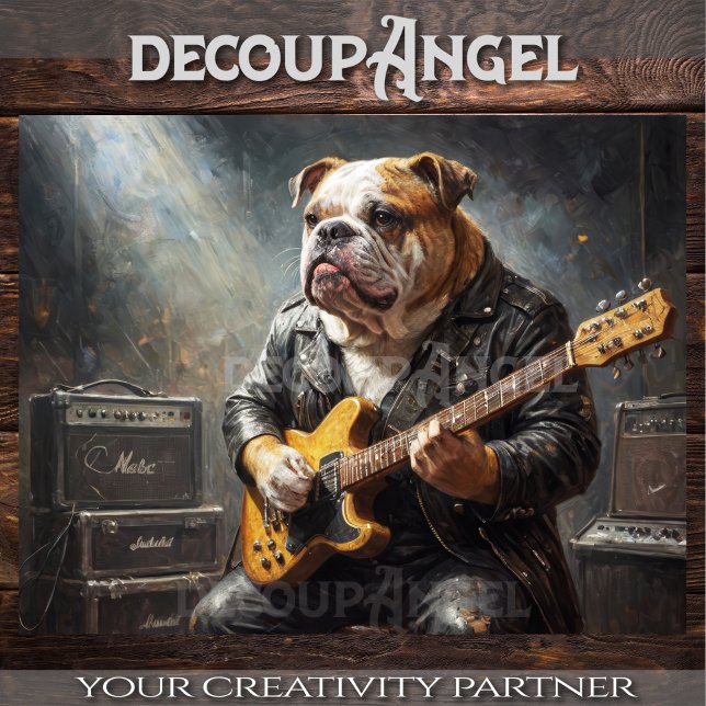 Papel De Seda Rockstar Bulldog - Hor. - Decoupage - (Criador carregado)