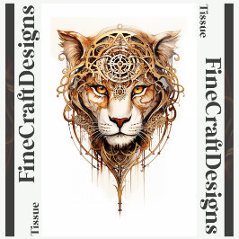 Papel De Seda Rodas Metálicas de Tigre Steampunk Decoupage L 136
