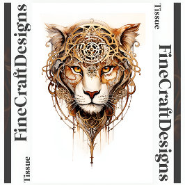 Papel De Seda Rodas Metálicas de Tigre Steampunk Decoupage R 136