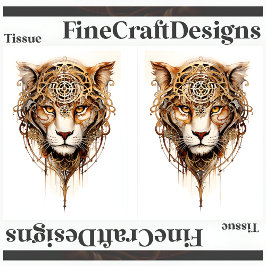Papel De Seda Rodas Metálicas Tiger Steampunk Decoupage LR 136