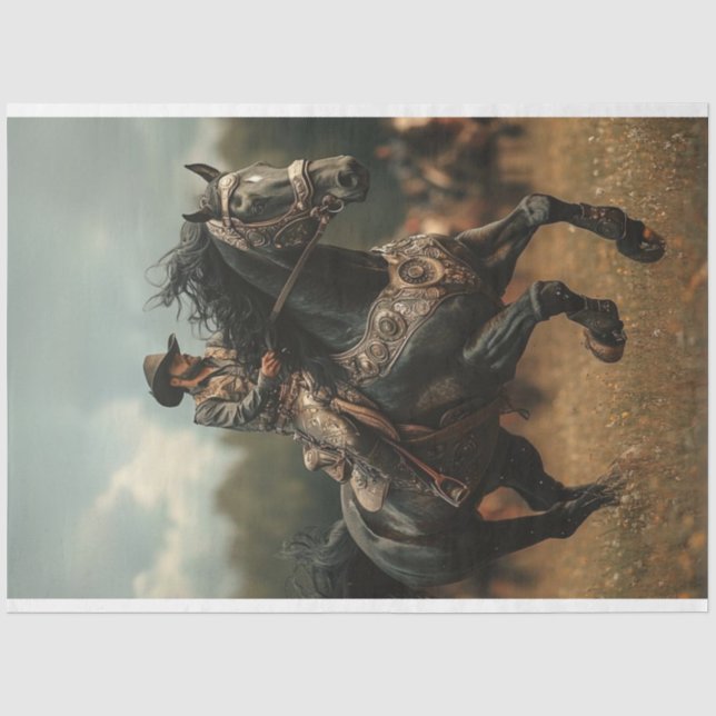 Papel De Seda Rodeio de Cavalo de Cowboy Steampunk (Frente )
