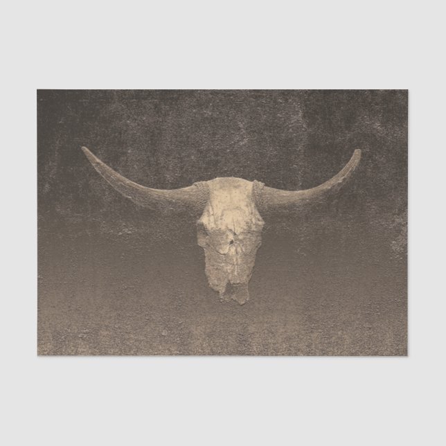 Papel De Seda Rodeo Brown Art Textura Rustic Bull Crânio (Frente )