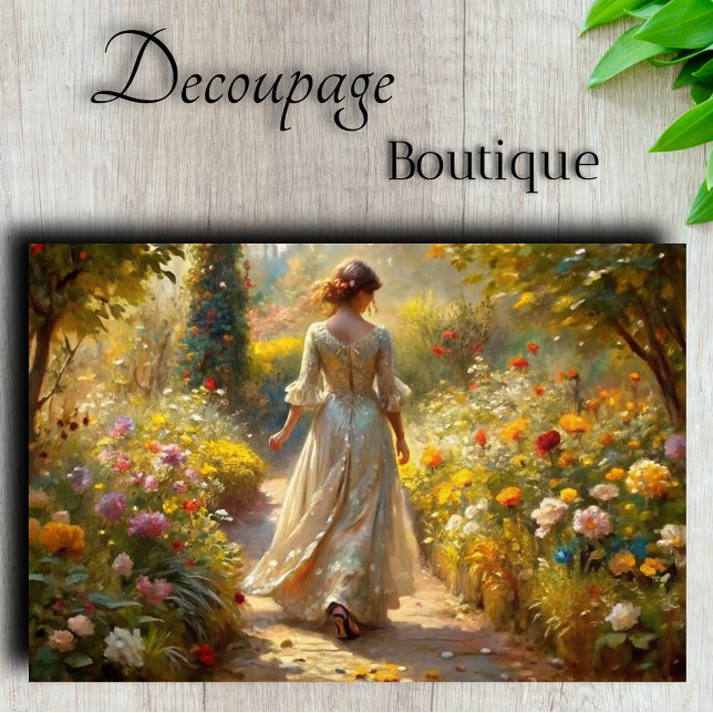 Papel De Seda Rolagem de Jardim Vitoriano - Decoupage de Luz Our (Victorian Garden Stroll - Golden Light Decoupage Tissue Paper)