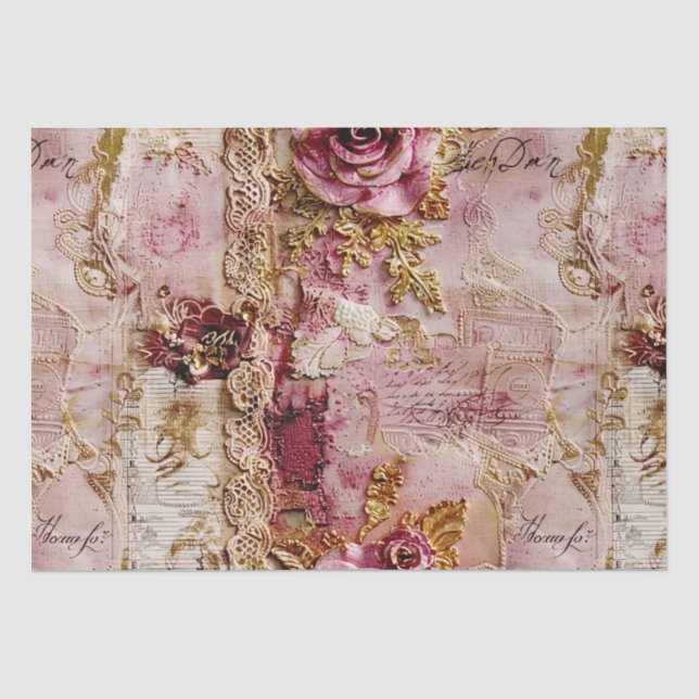 Papel De Seda Rom Rococo Dusty Rosa Antiguidade Romântico (Frente )