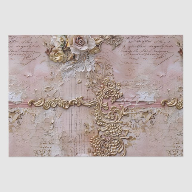 Papel De Seda Rom Rococo Dusty Rosa Antiguidade Romântico (Frente )
