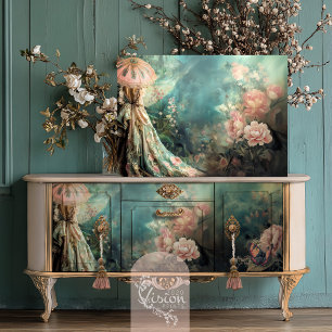 Papel De Seda Romance de Jardim, Retrato Elegante, Floral Etéreo