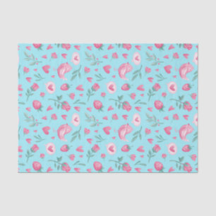 Papel De Seda Romance de Rosas Cor-de-Rosa Padrão Dia dos Namora